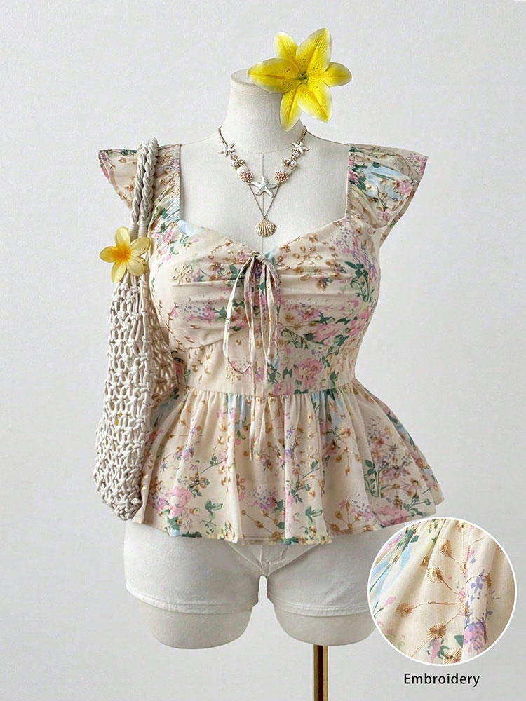 Embroidery Vest - New Embroidery Floral Plus Size Short