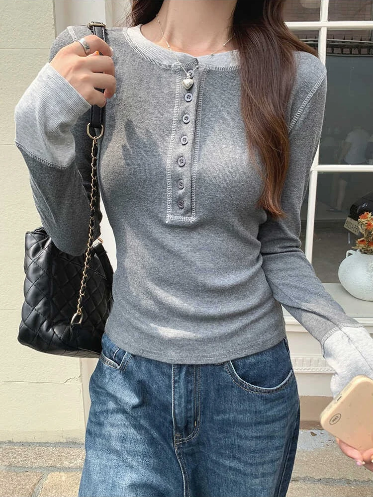 Embroidery Shirt - Y2K Patchwork T-Shirt 2025, Contrast Color