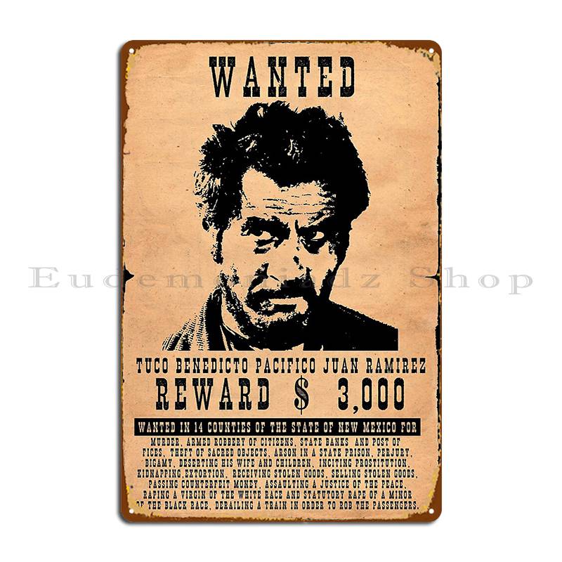 Embroidery Studio - Wanted Tuco Ramirez Metal Sign Cinema