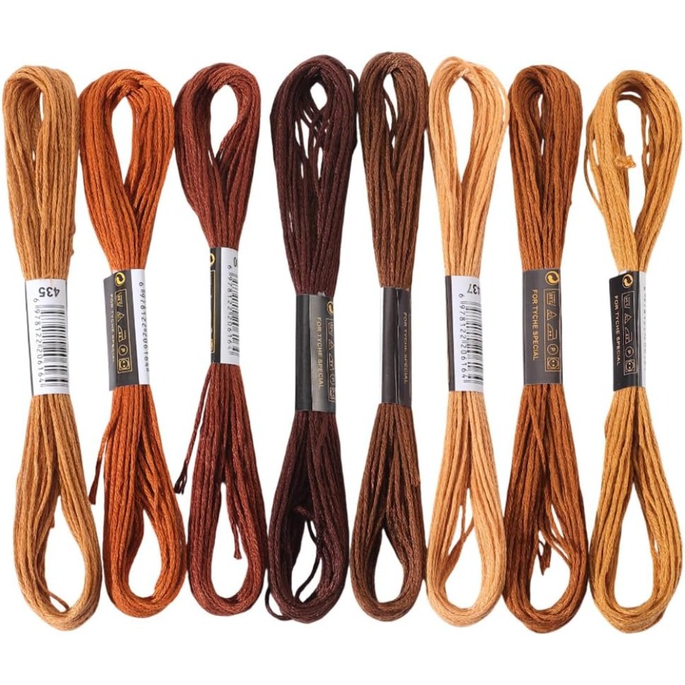 Embroidery Gradient - 8 Skeins 6 Strands Brown Embroidery