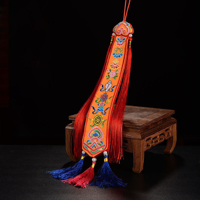 Embroidery Red - Tibetan Ribbon Flags Nepal Handmade Eight