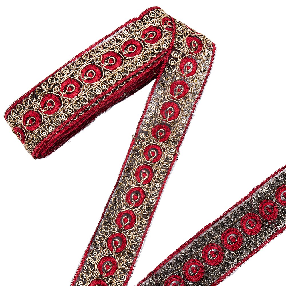 Embroidery Red - 10 Yards 1.77 Inch Red Embroidered