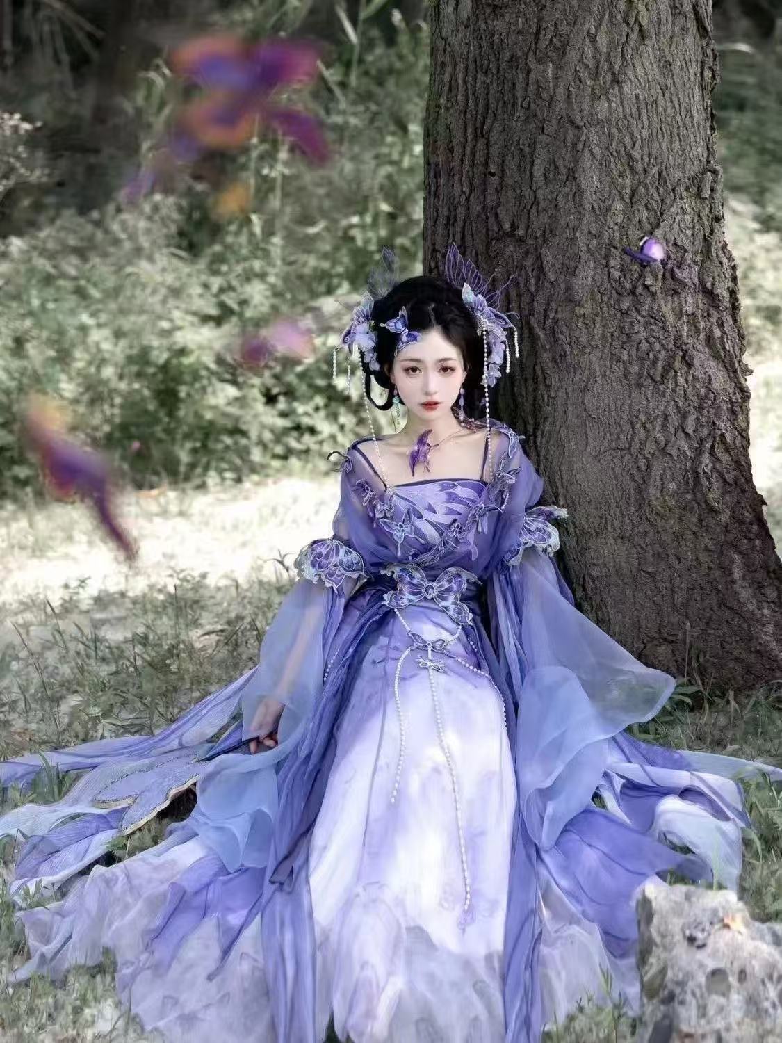 Embroidery Skirt - Original Chinese Purple Hanfu Women's Weijin