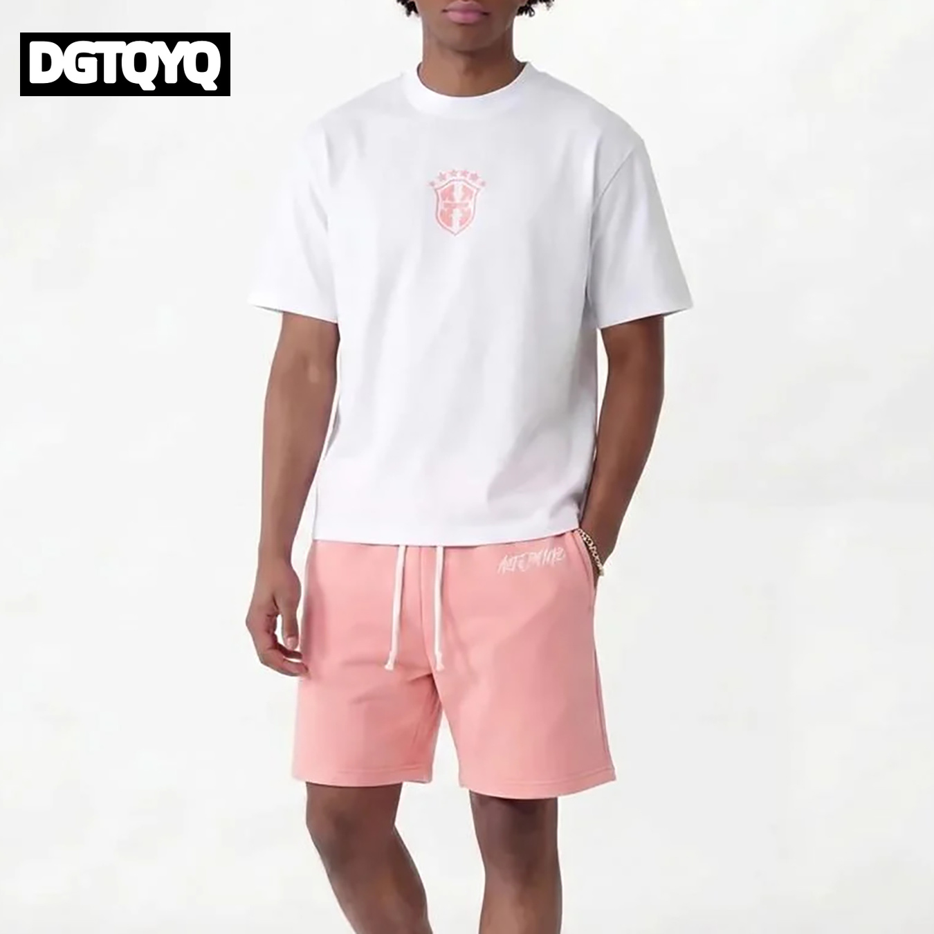 Embroidery Shirt - Man's Summer New Pink Embroidered Casual