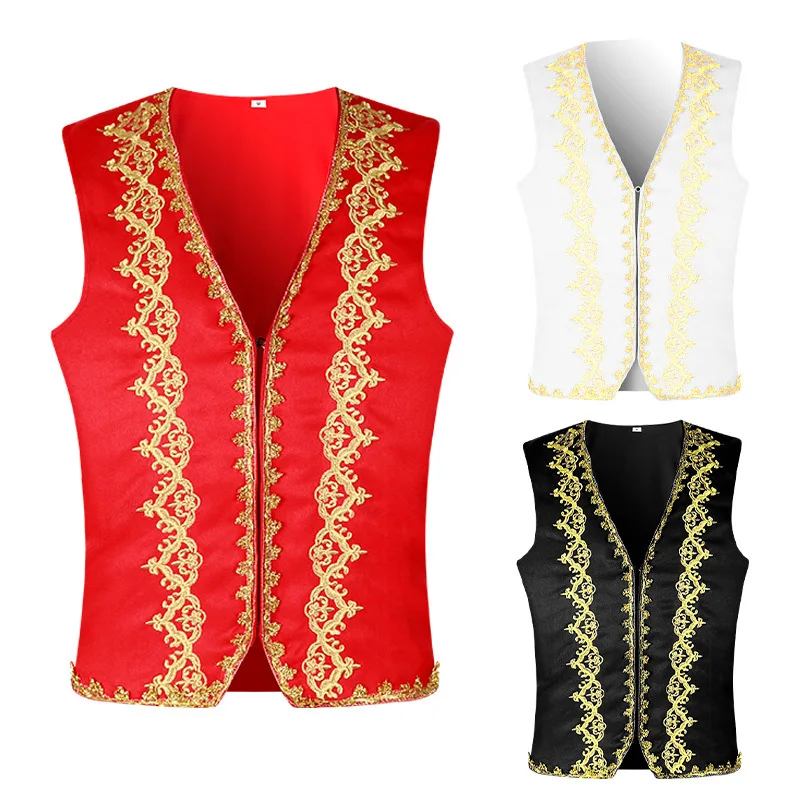 Embroidery Vest - Medieval Gold Embroidery Baroque Vest Men