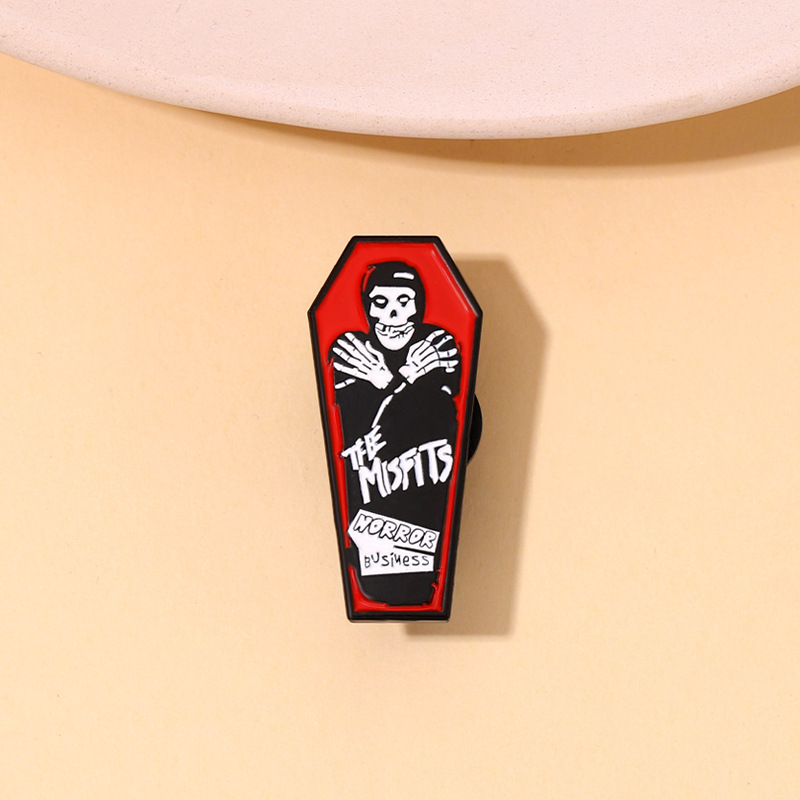 Embroidery Illustration - Skeleton Coffin Enamel Pins Custom Skull
