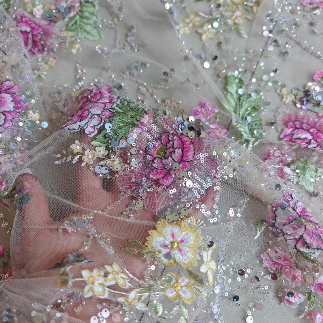 Embroidery Gradient - 1M 120Cm Wide Luxury Beaded Lace