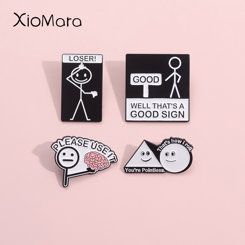 Embroidery Illustration - Simple Pencil Graffiti Drawing Enamel Pins