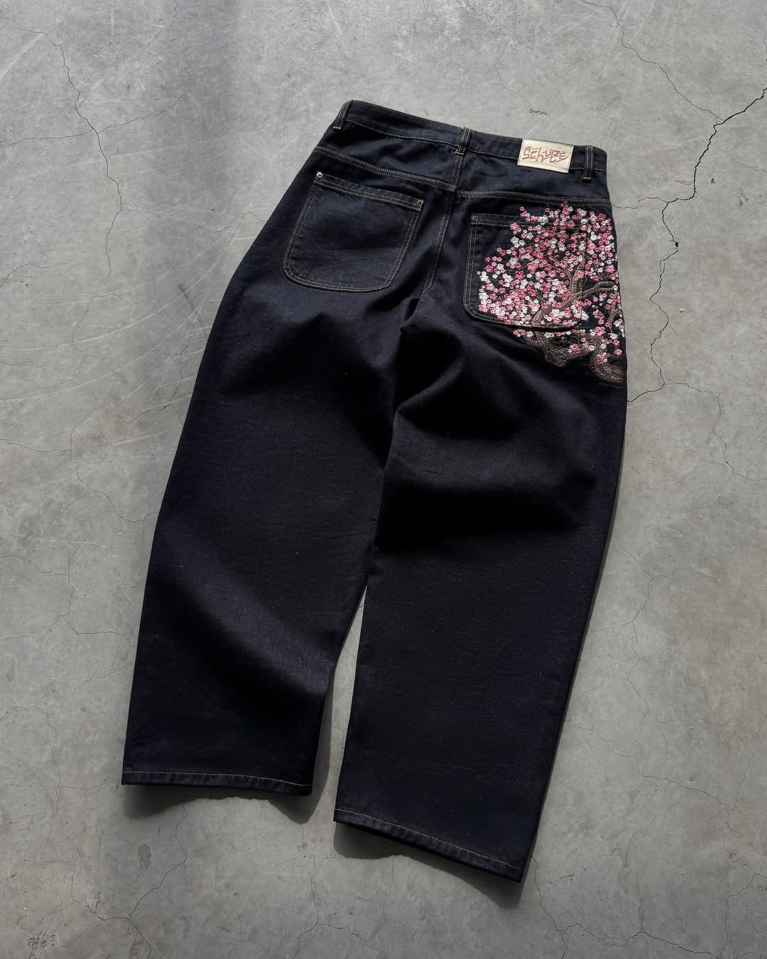 Embroidery Jeans Sakura - Mens Jeans Sakura Embroidery Slim Straight