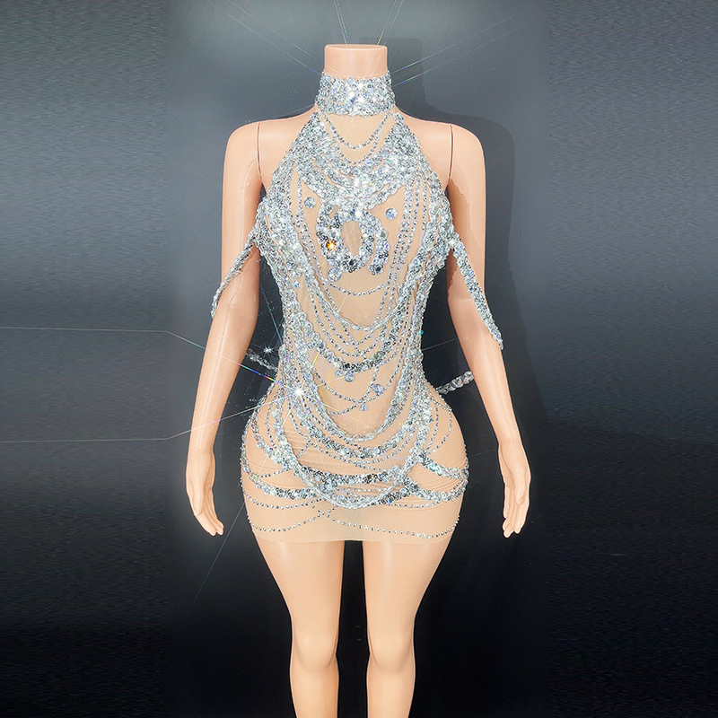 Sexy Sparkly Silver Prom Dress - đánh giá và giá Embroidery Skirt