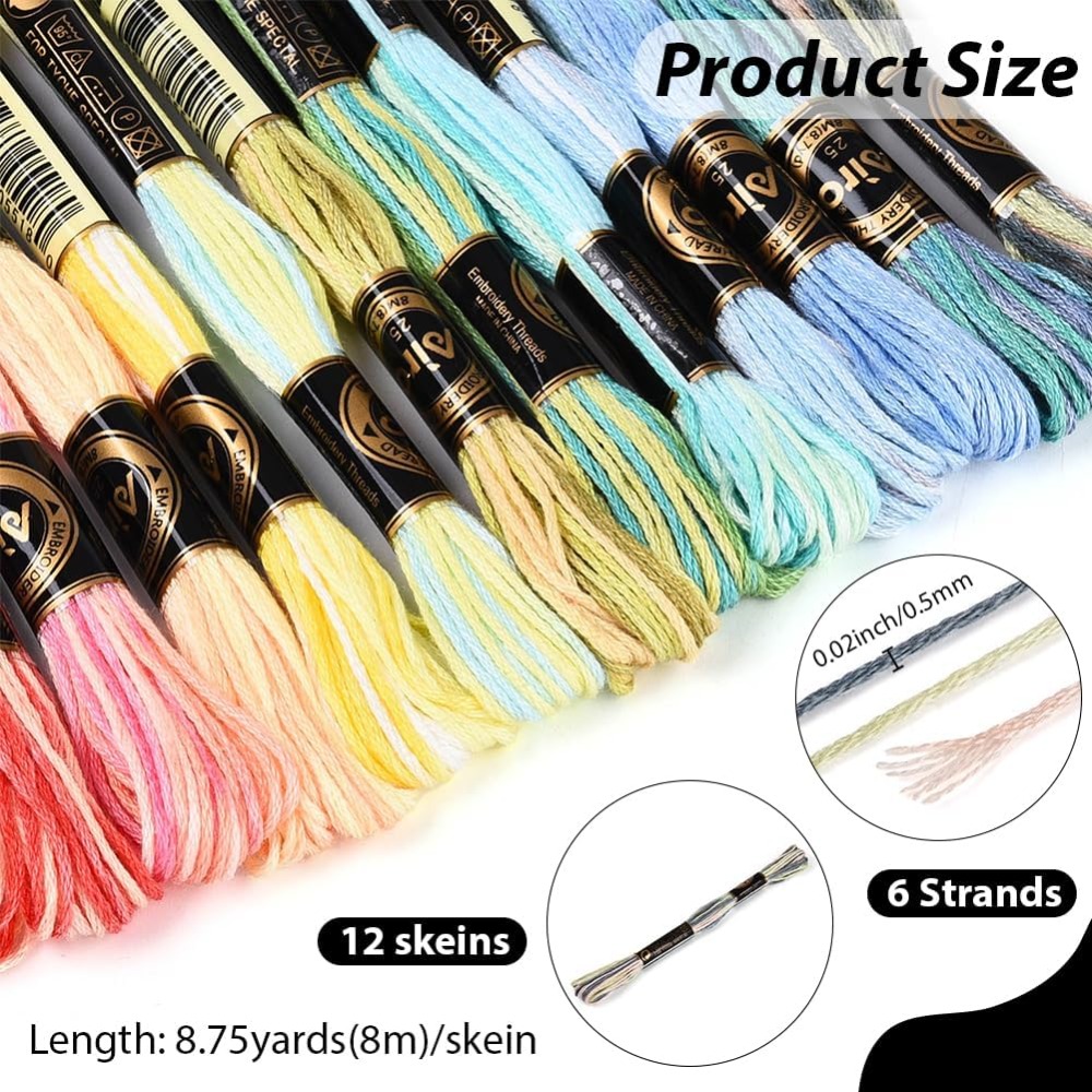 12 Skeins 105 Yards 6 Ply Vari - đánh giá và giá Embroidery Gradient