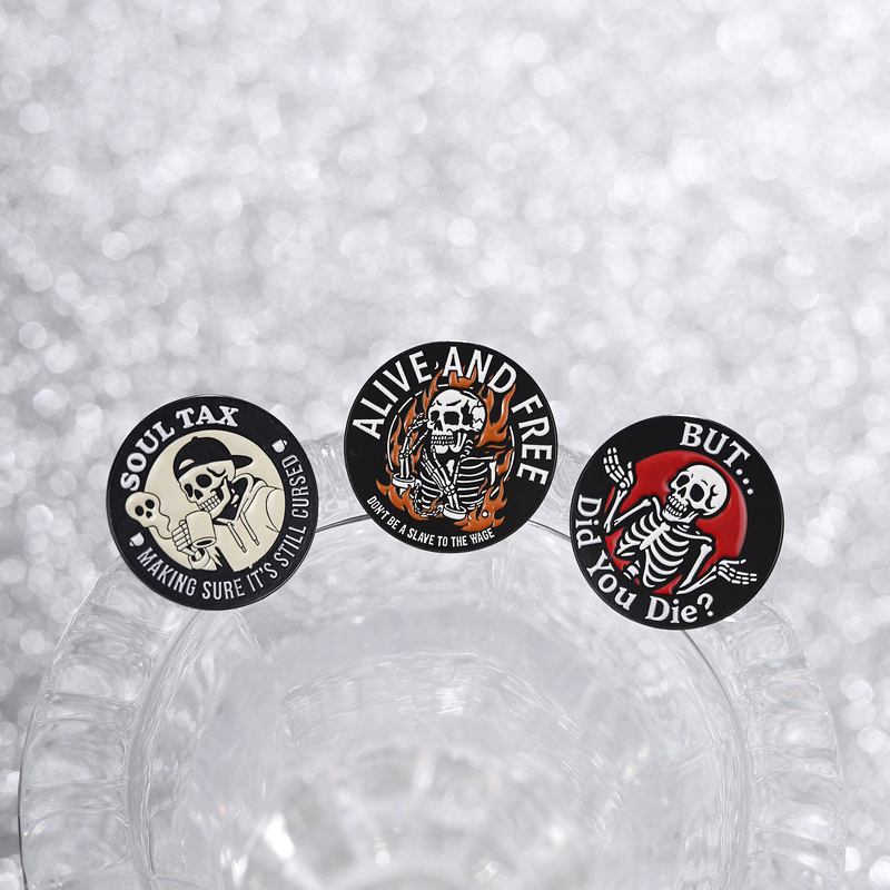 Skull Humorous Slogans Enamel  - đánh giá và giá Embroidery Illustration