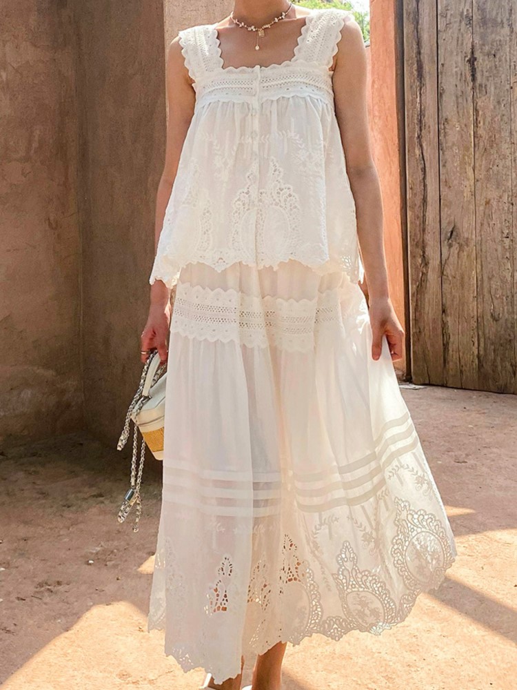 Bohemian White Square-neck Ves - đánh giá và giá Embroidery Vest