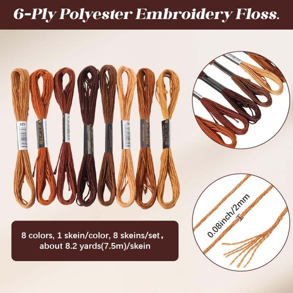 8 Skeins 6 Strands Brown Embro - đánh giá và giá Embroidery Gradient