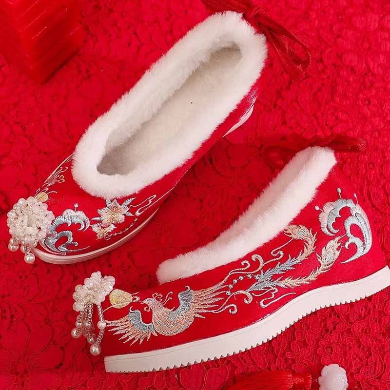 Winter Hanfu Shoes Women Chine - đánh giá và giá Embroidery Red