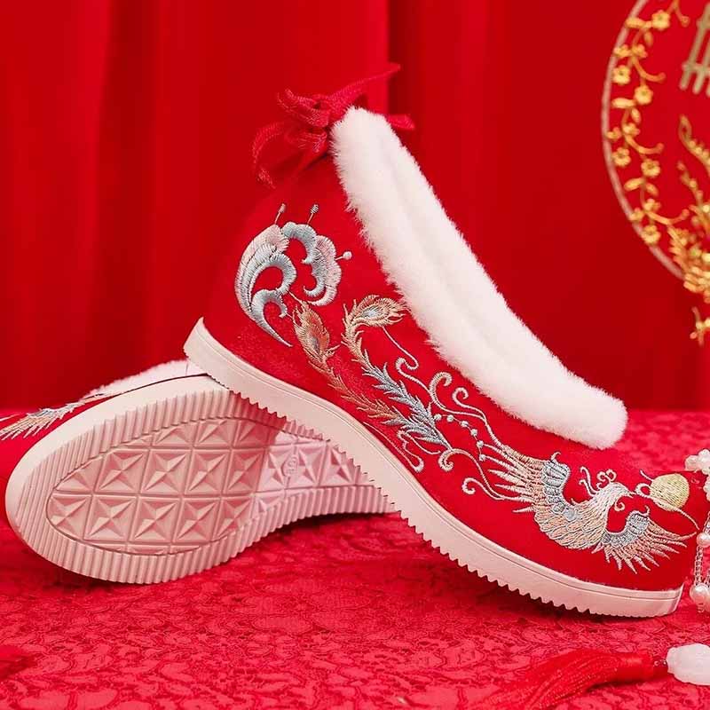 Winter Hanfu Shoes Women Chine - đánh giá và giá Embroidery Red