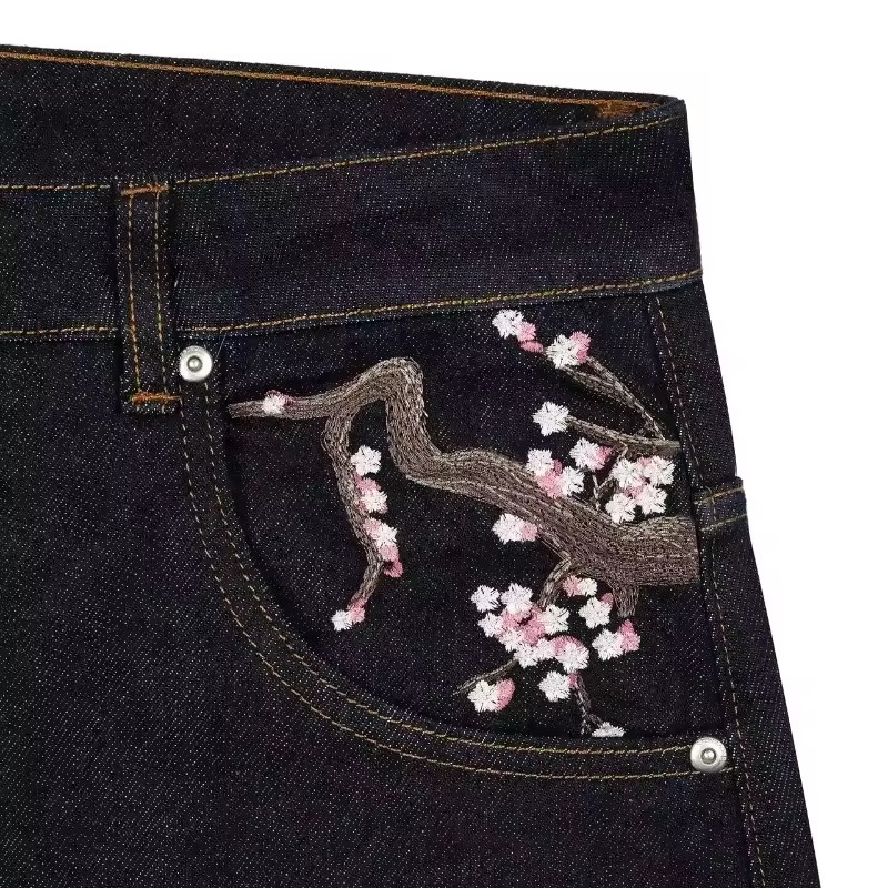 Y2K Mens Womens Harajuku Hip H - đánh giá và giá Embroidery Jeans Sakura