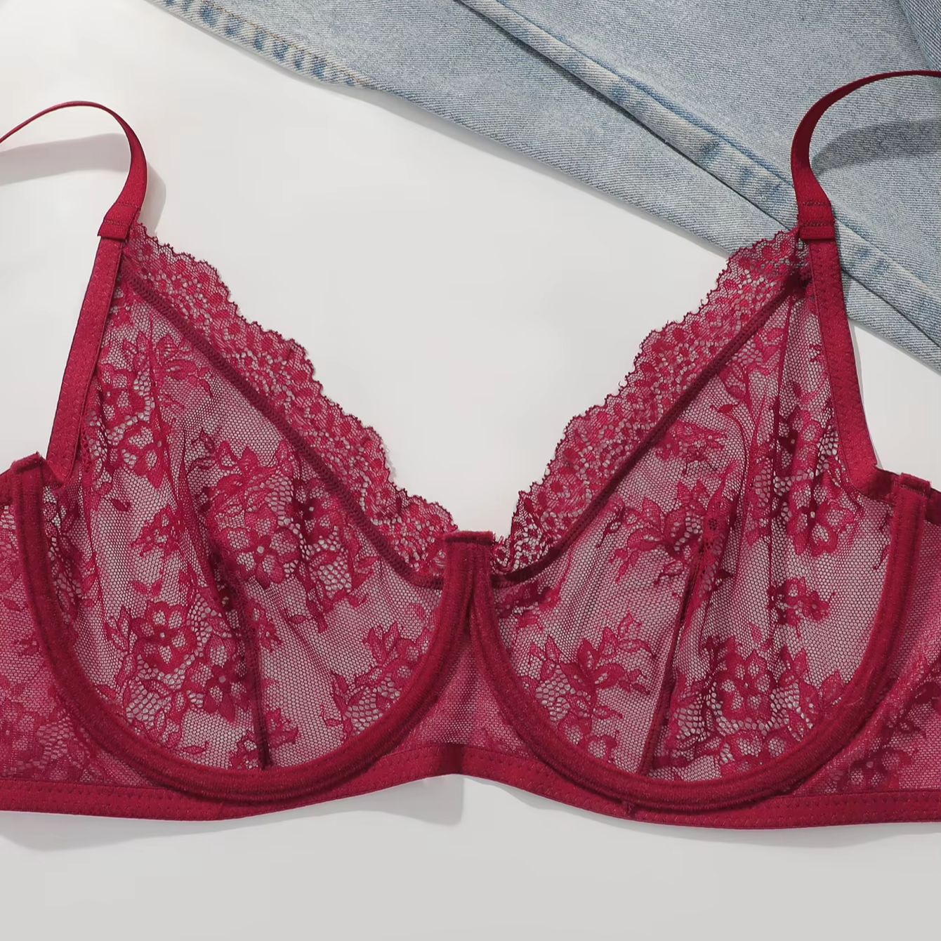 Women Plus Size Red Lace Sheer - đánh giá và giá Embroidery Red
