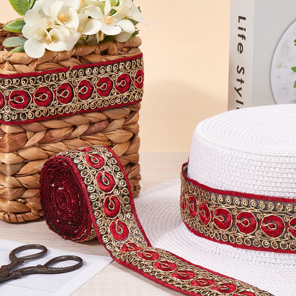 10 Yards 1.77 Inch Red Embroid - đánh giá và giá Embroidery Red
