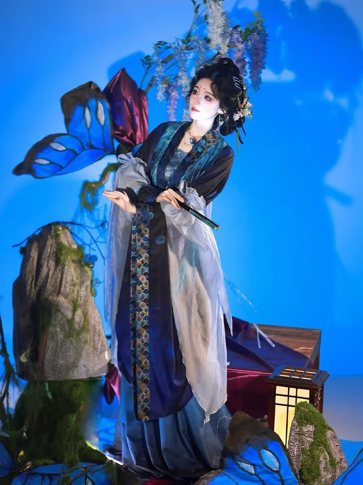 Women Song Dynasty Hanfu Blue  - đánh giá và giá Embroidery Gradient