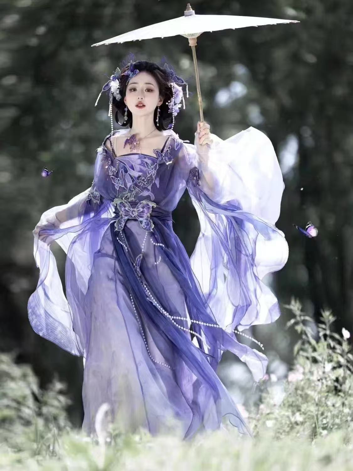 Original Chinese Purple Hanfu  - đánh giá và giá Embroidery Skirt