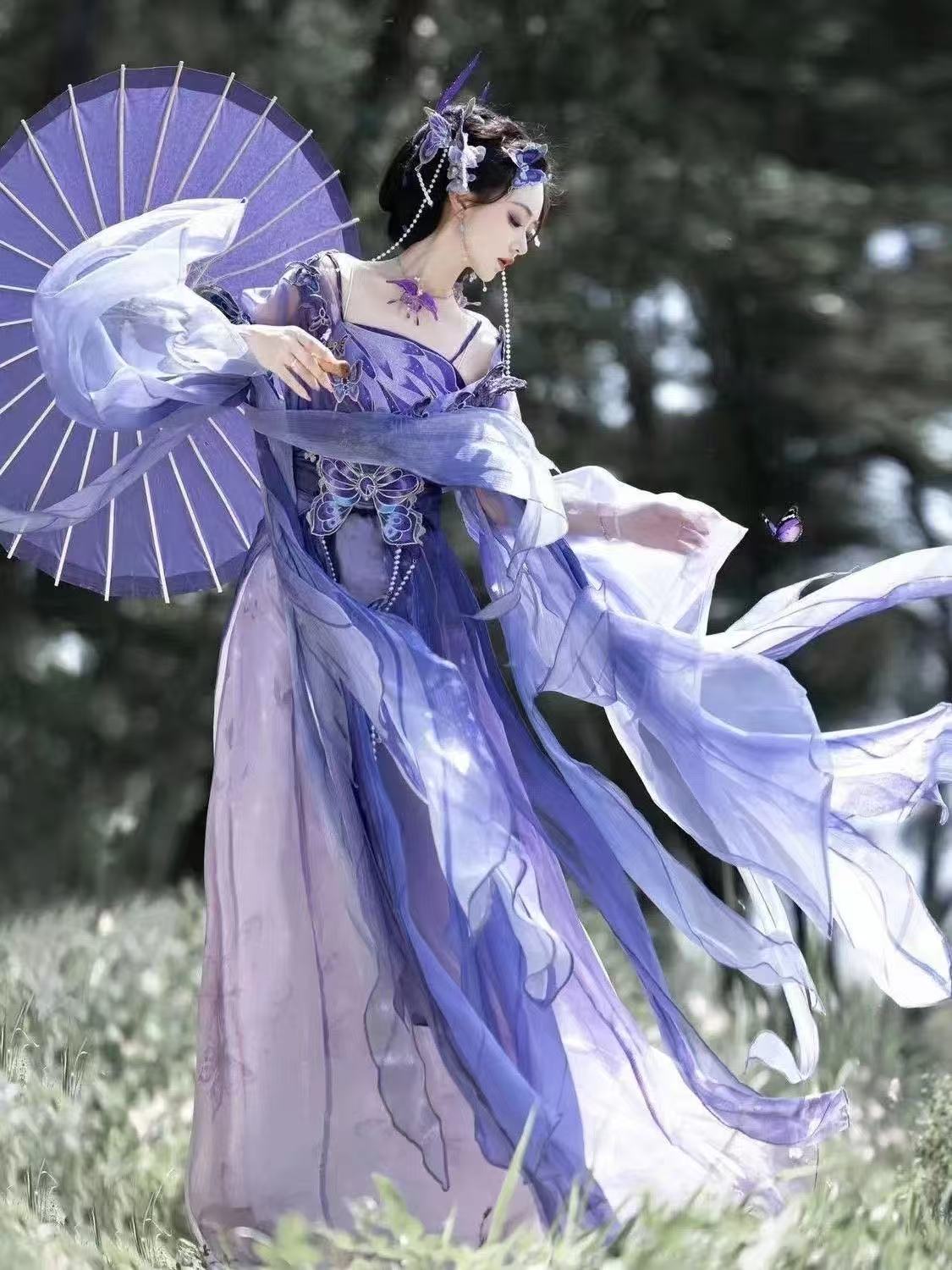 Original Chinese Purple Hanfu  - đánh giá và giá Embroidery Skirt