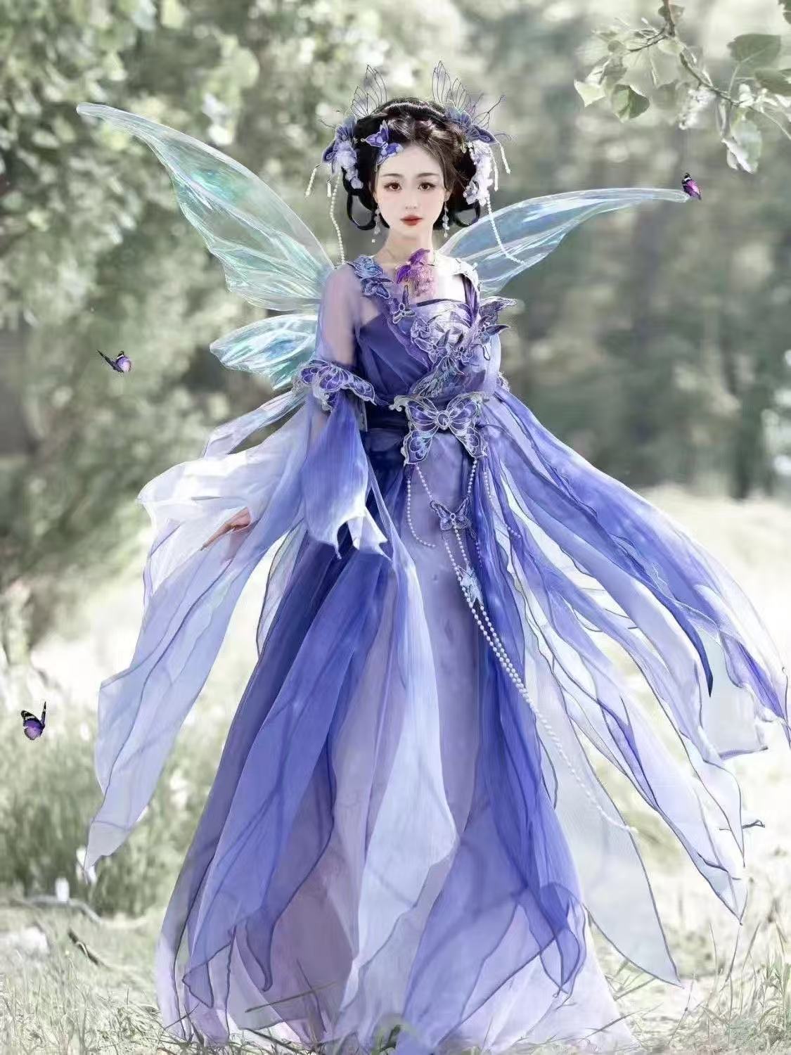 Original Chinese Purple Hanfu  - đánh giá và giá Embroidery Skirt