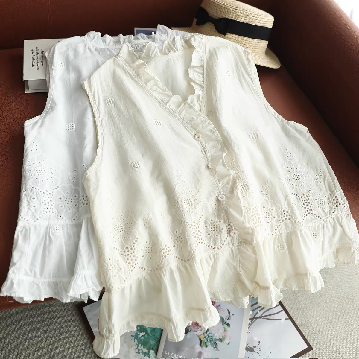 Women Sleeveless Vest Top Ruff - đánh giá và giá Embroidery Vest