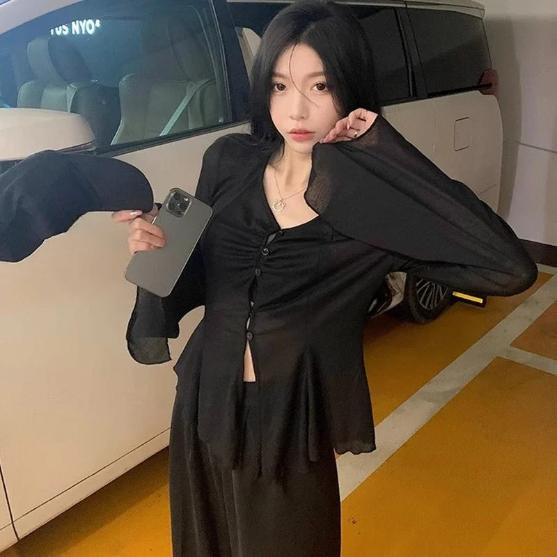 Sheer Flare Sleeve Blouse - Y2 - đánh giá và giá Embroidery Shirt