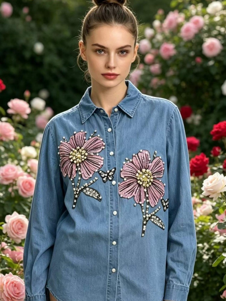 Women Denim Embroidery Blouses - đánh giá và giá Embroidery Shirt