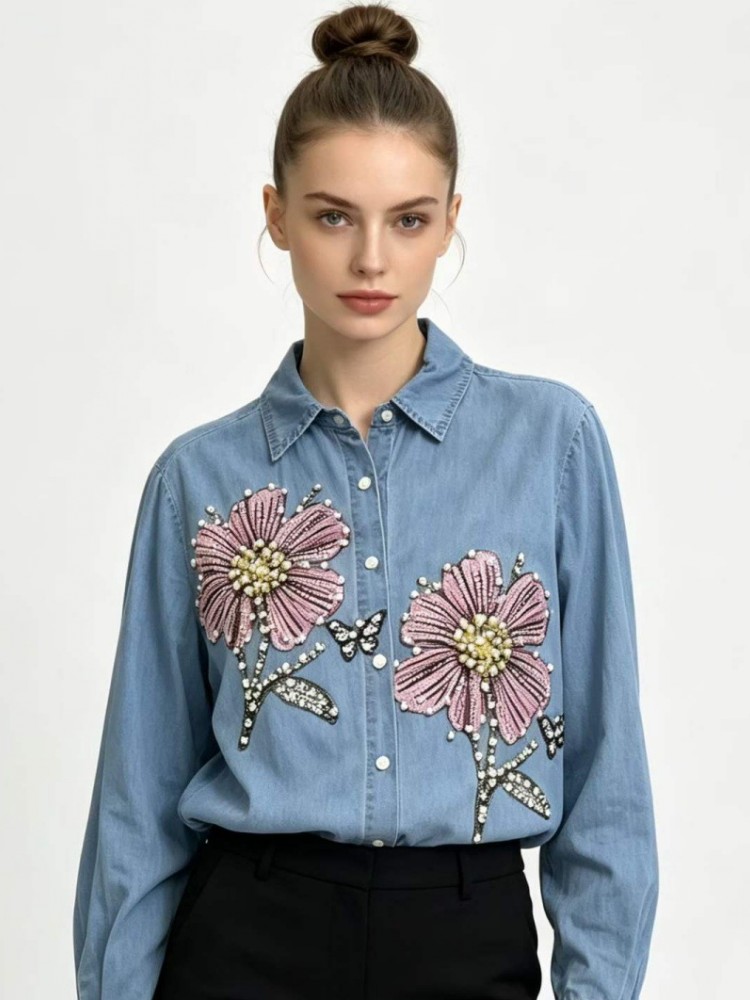 Women Denim Embroidery Blouses - đánh giá và giá Embroidery Shirt