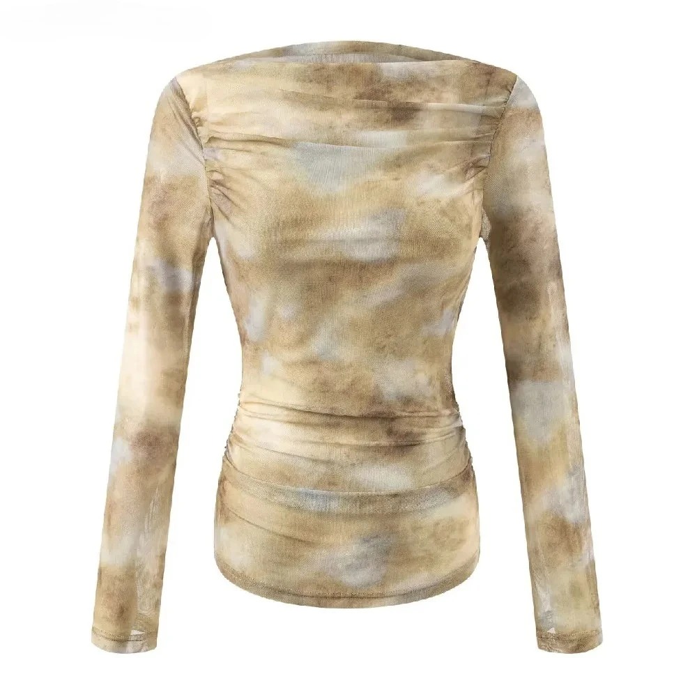 2025 Sexy Tie-Dye Print Ruched - đánh giá và giá Embroidery Shirt
