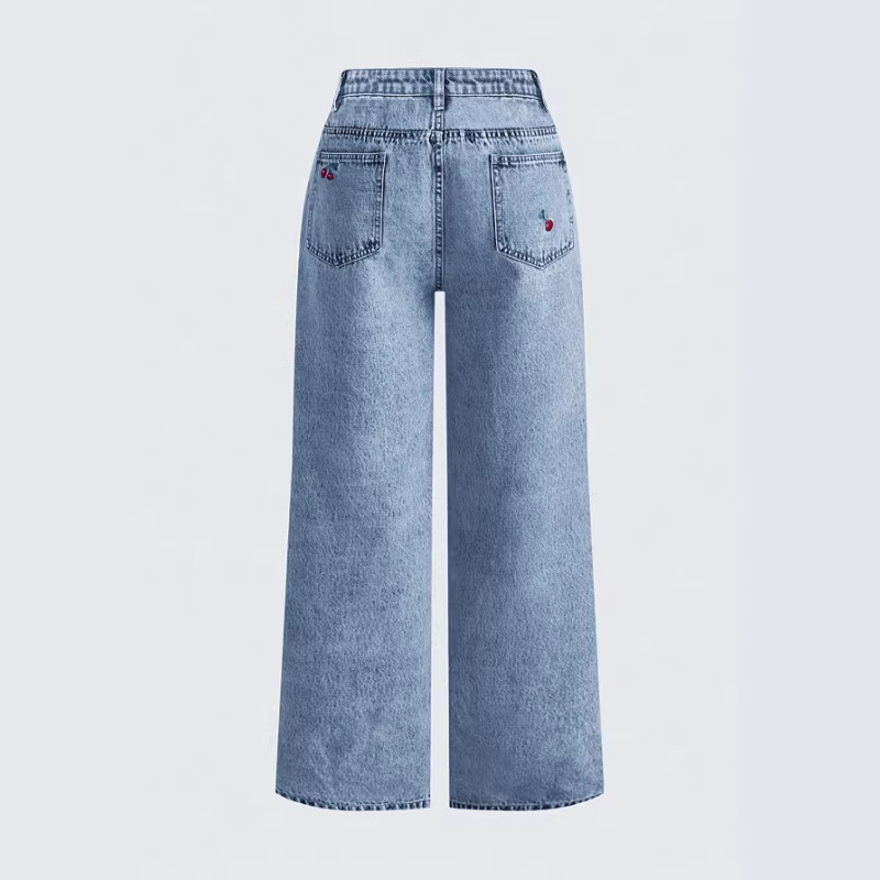 Retro Washed Denim Jeans Women - đánh giá và giá Embroidery Jeans Sakura