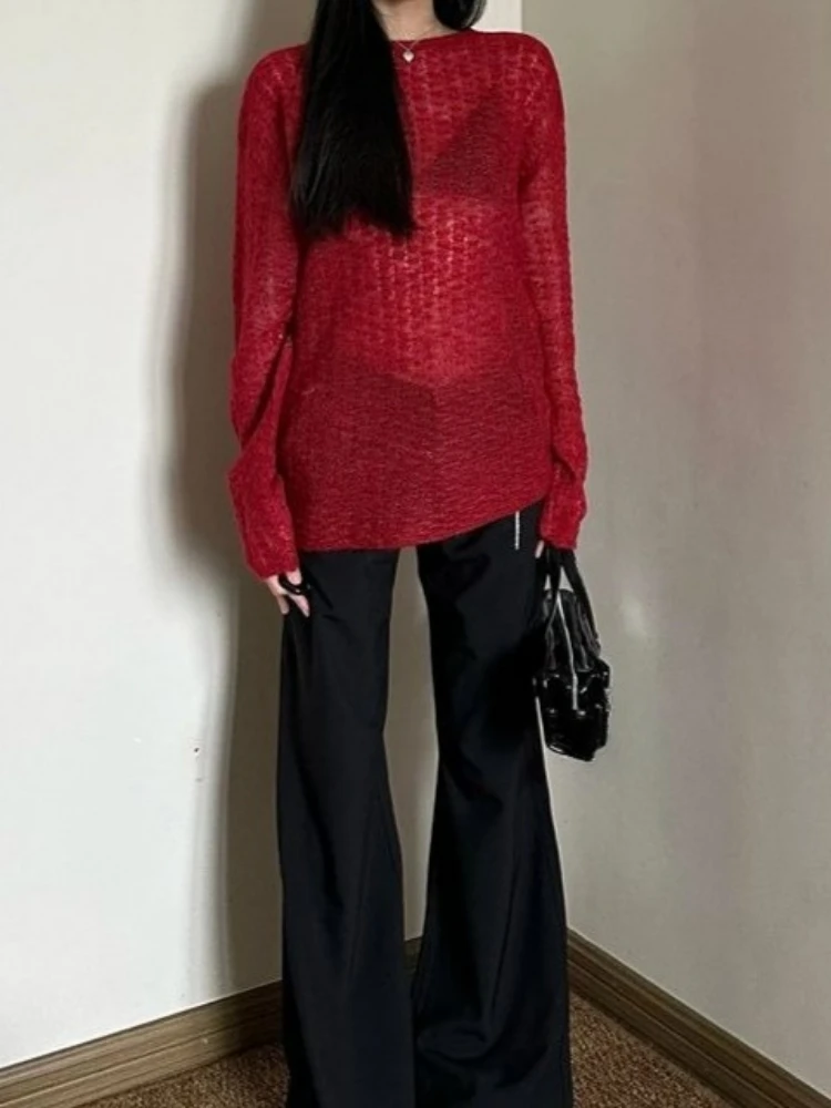 Y2K See-Through Knitted Women' - đánh giá và giá Embroidery Shirt